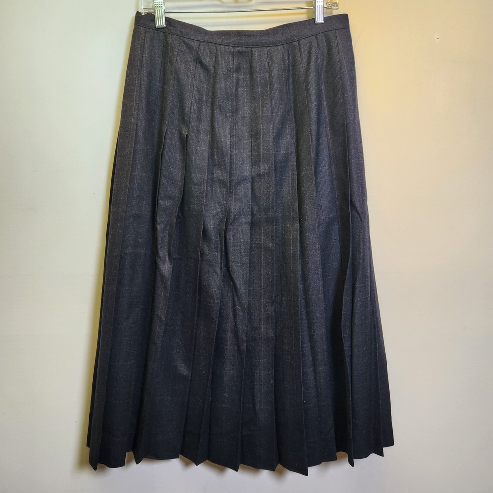 Vtg Brooks Brothers Plaid Pleated Midi Skirt Sz 12 Lined Dark Academia USA Wool